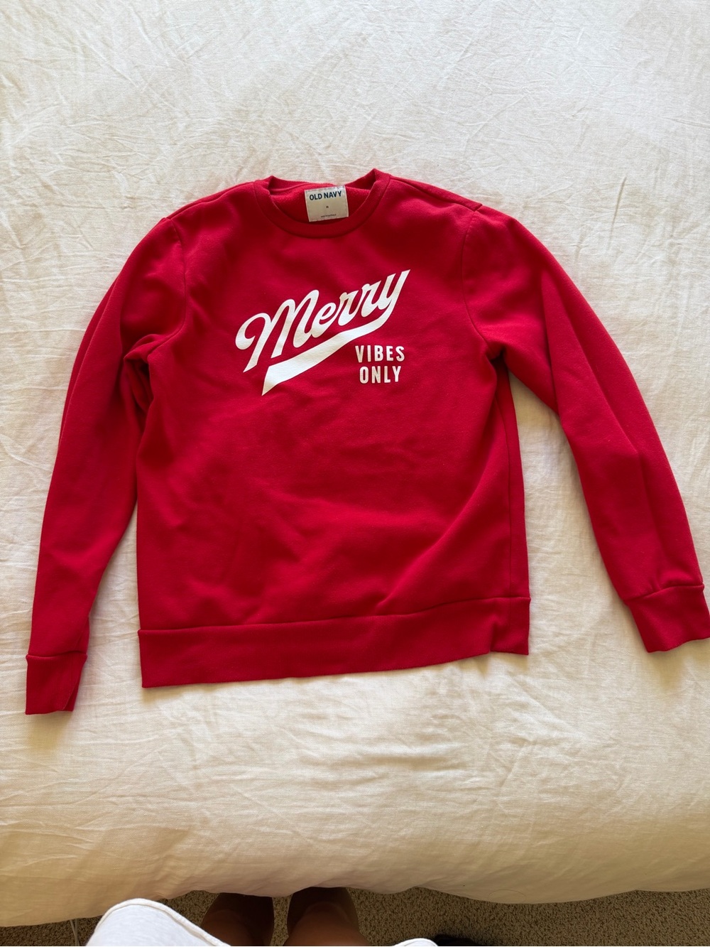 Old Navy Merry Vibes Only Red Crewneck Sweatshirt
